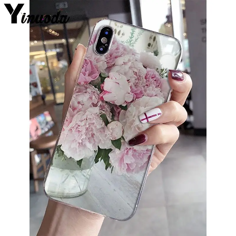 Yinuoda розовый цветок пион на вазе узор ТПУ мягкий чехол для телефона для Apple iPhone 8 7 6 6S Plus X XS MAX 5 5S SE XR чехол