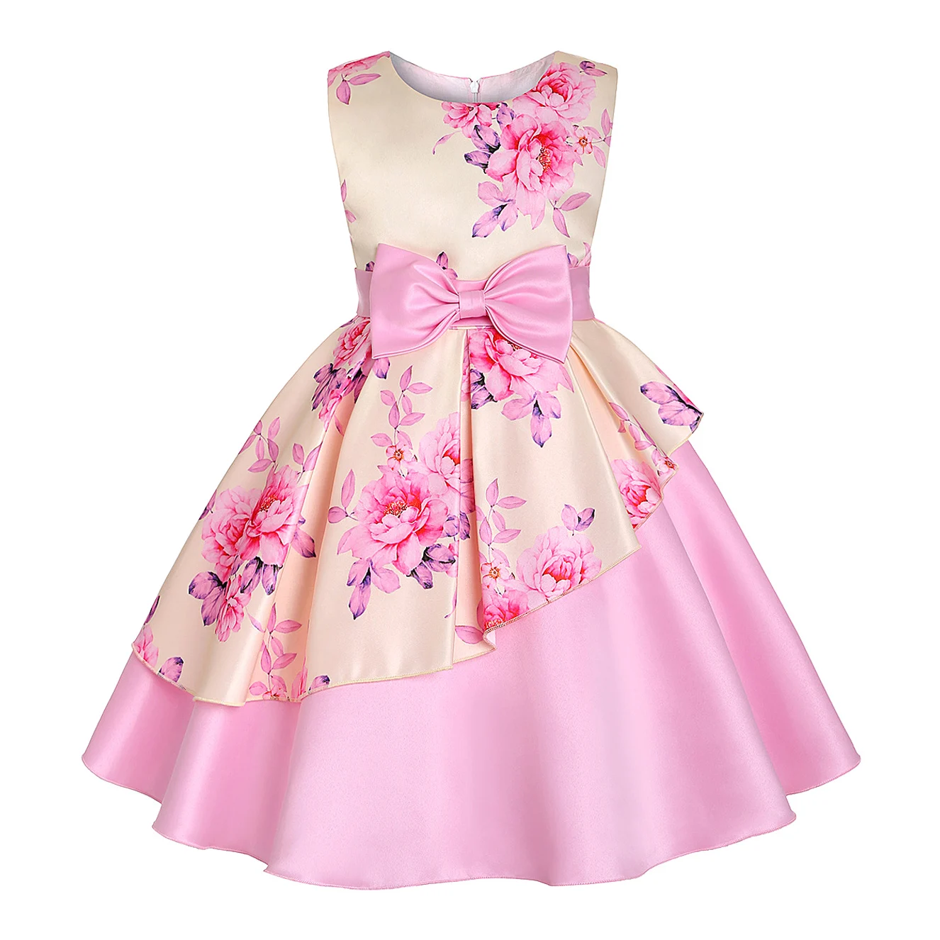 Pretty Girls Flower Evening Dress for Girls Wedding Party Dresses Kids Princess Christmas Dress Children Girls Stain Clothing - Цвет: Pink