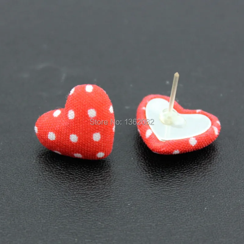 Оптовая продажа 6 пар милые серьги-гвоздики в горошек с пуговицами и сердечками