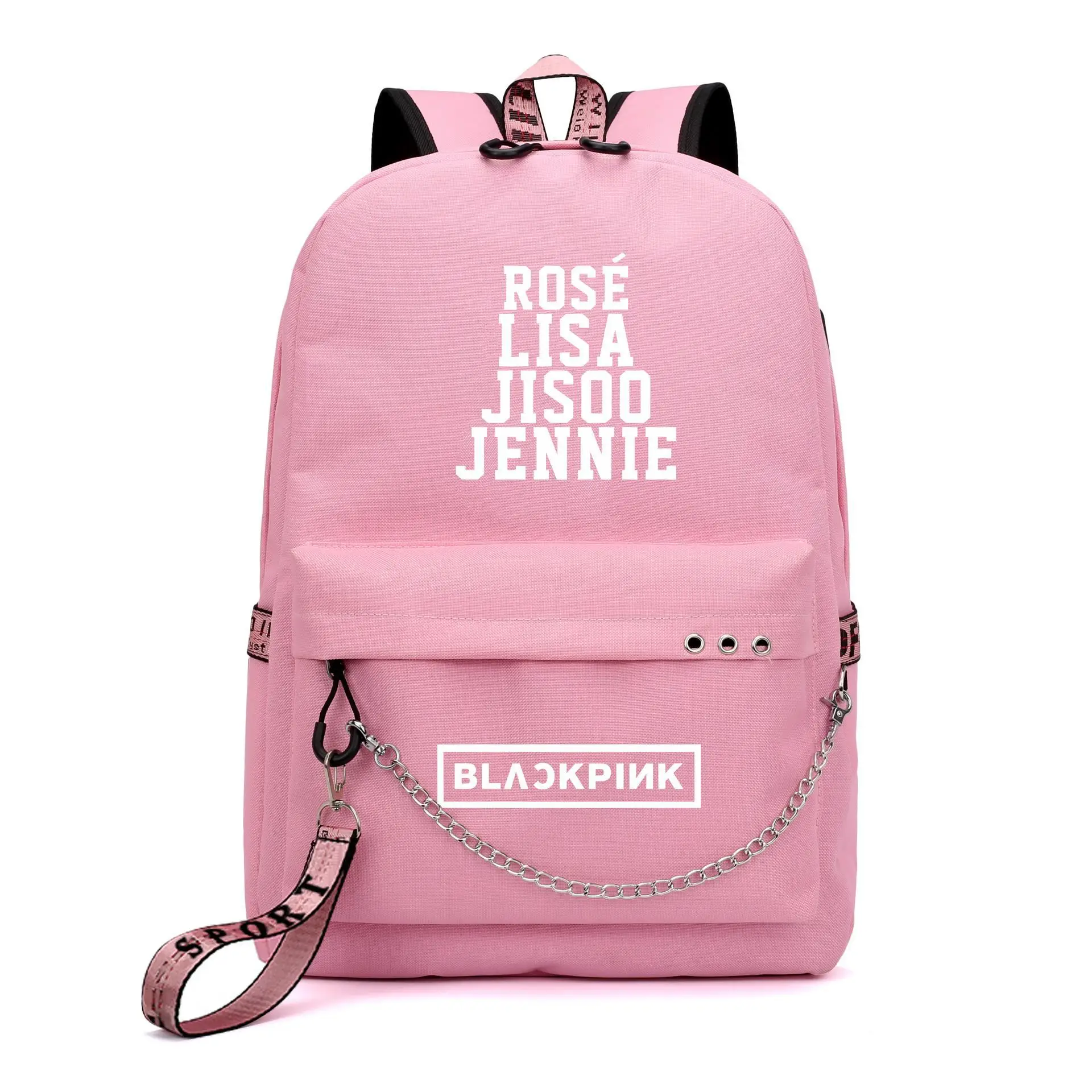 BLACKPINK JISOO Rose Lisa, рюкзак для путешествий, usb зарядка, рюкзак для ноутбука, женский розовый рюкзак, холщовые школьные сумки, черный розовый Rugzak