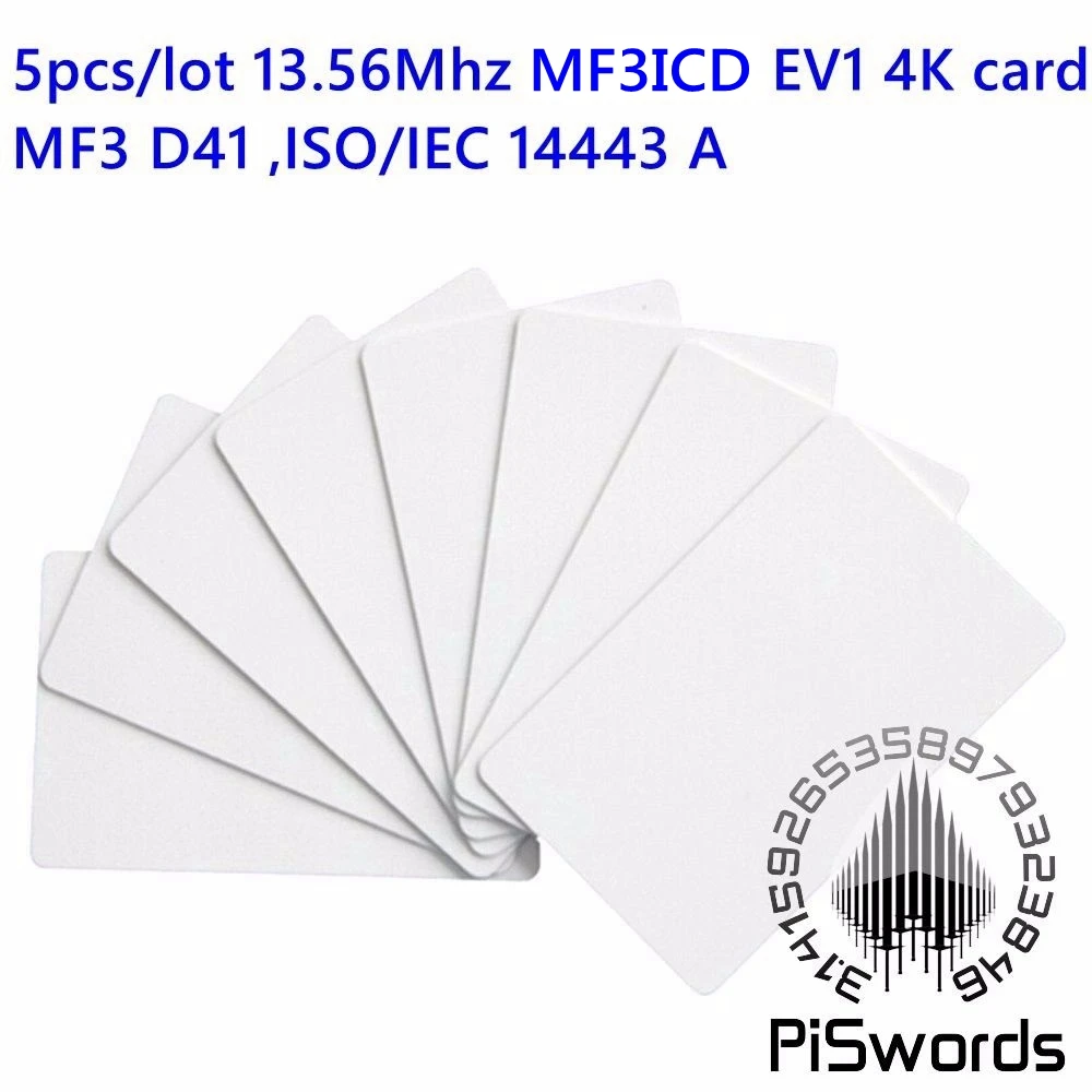 5 шт./лот MF3ICD(H) Desfire 41 M3 IC D41 4K 13,56 Mhz ISO14443A pvc NFC RFID пустая карта