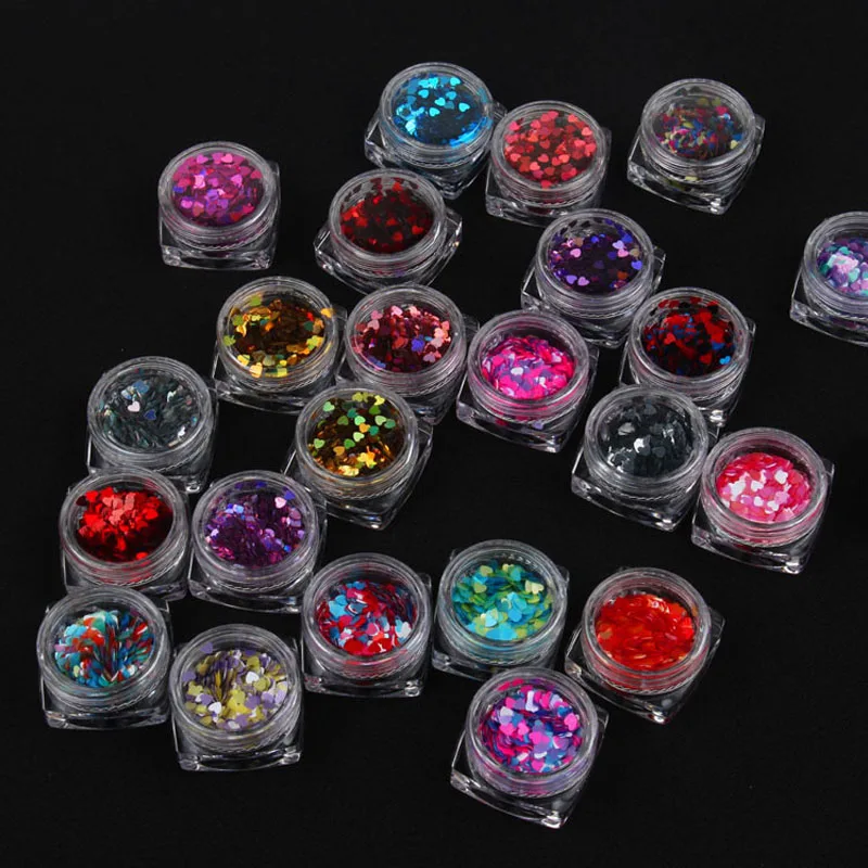 1 коробка красочные блестящие в форме сердца блестки для ногтей УФ-гель 3D