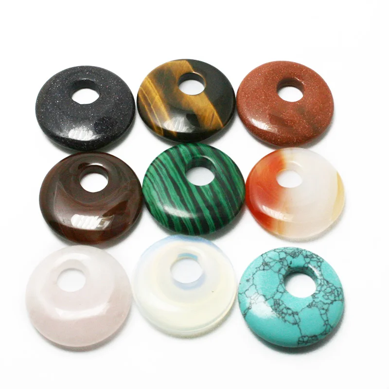 Новый стиль размер 30 мм ожерелье из натурального камня круг круглый диск