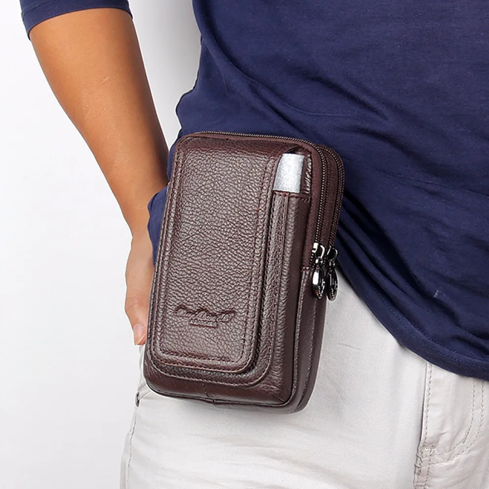 Первый слой воловья кожа крюк поясная Сумка Горячий чехол Бедро кошелек Пояс