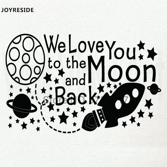 Joyshare Quote Space мы любим вас на Луну и заднюю стену виниловая наклейка астронавт
