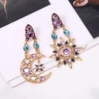 hocole 2019 trendy crystal earrings for women vintage sun moon geometric rhinestone drop earring fashion jewelry wedding party