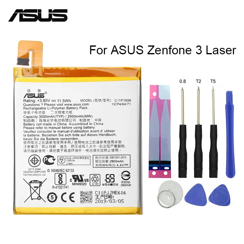 ASUS сменный аккумулятор для телефона C11P1606 3000 мАч для Asus ZenFone 3 Laser ZC551FL Z01BDA/BDC 5," Бесплатные инструменты