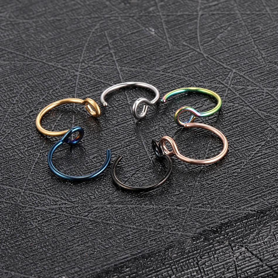 1PC Steel Faux Septum Rings Hoop Piercings Fake Nose Clip on Cartilage Earring Jewelry |