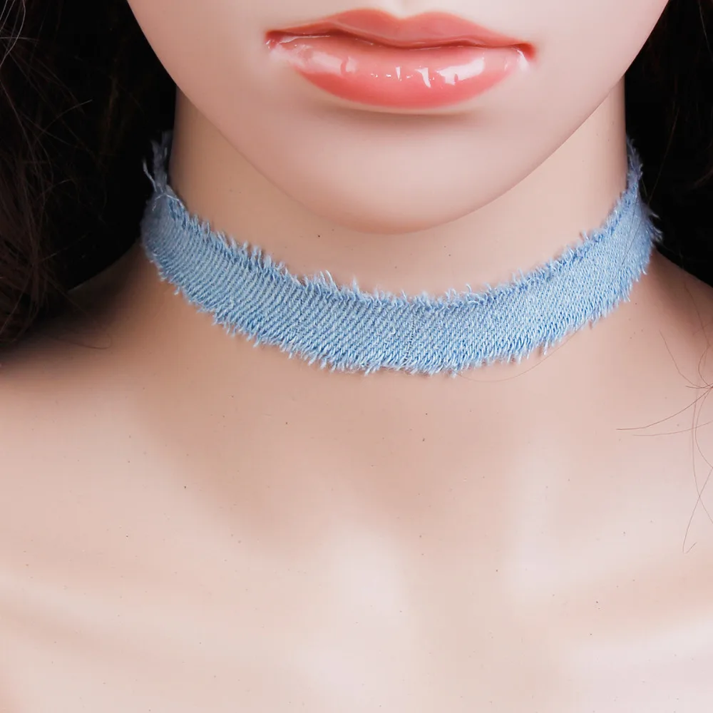 DoreenBeads модный чокер из голубого денима ожерелье для женщин с кисточками джинсы