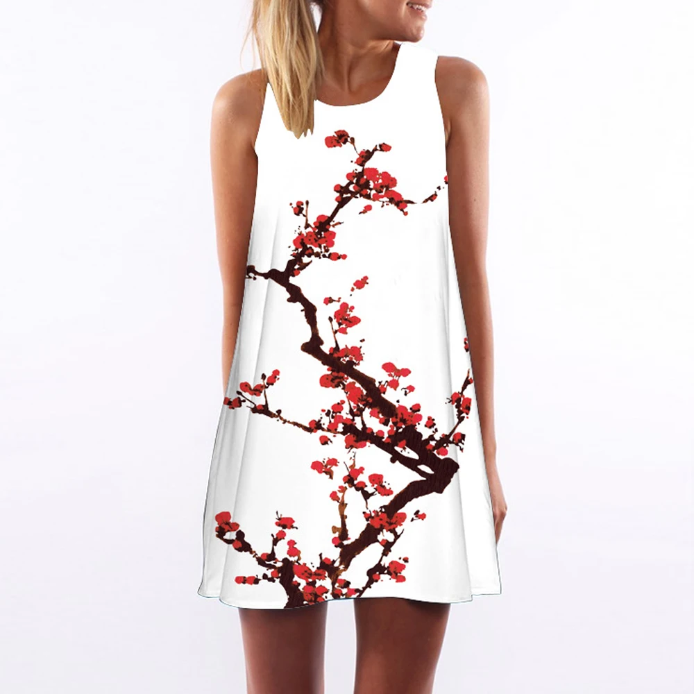 AVODOVAMA M Summer Dress Women Floral Print Chiffon Dresses Sleeveless Boho Style Beach Sundress Casual Vestido Женская одежда