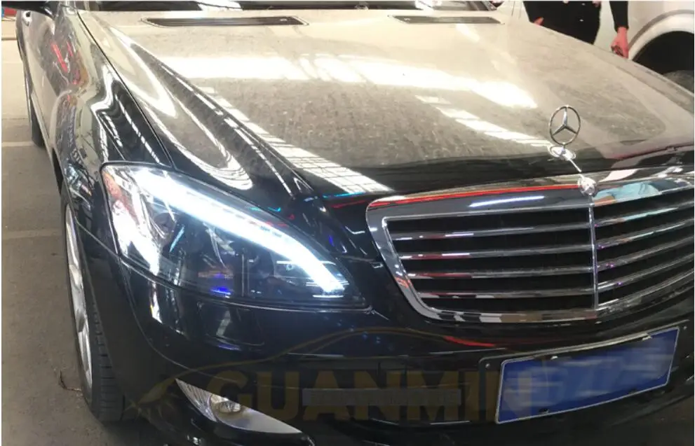 2шт W221 фары 2005 2006 2007 2008 2009, подходят для автомобиля без AFS функции, W221 светодиодные фары Дневные ходовые огни