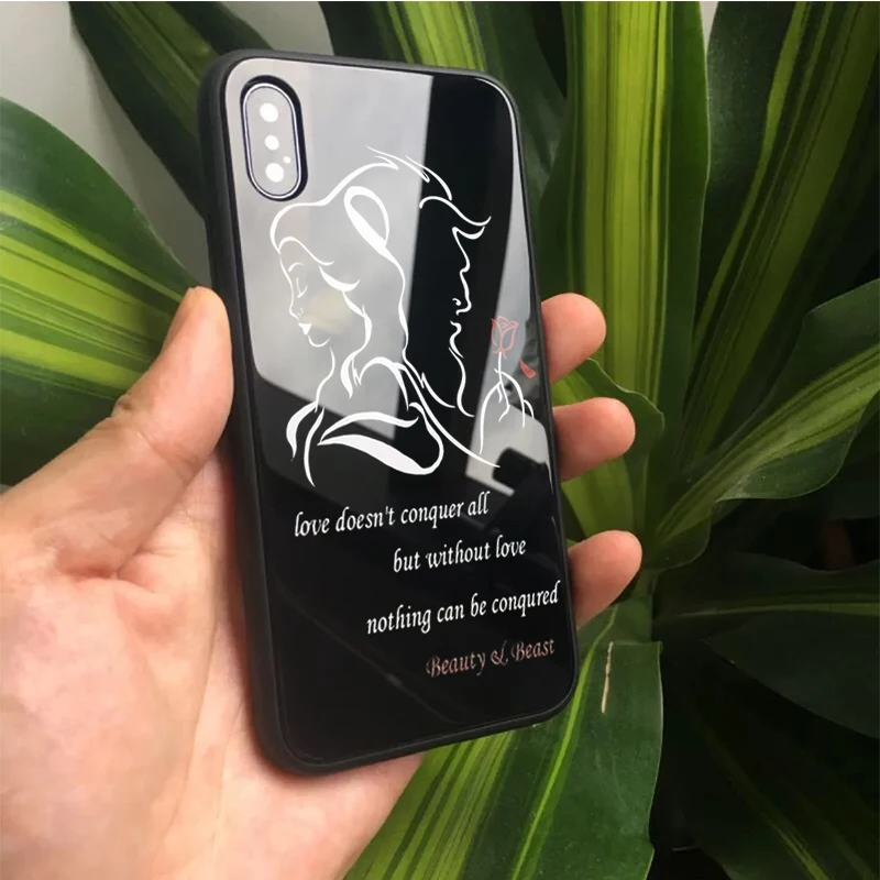 Beauty Beast Rose Princess художественный принт цветной рисунок стеклянный чехол для iPhone X 7 XR