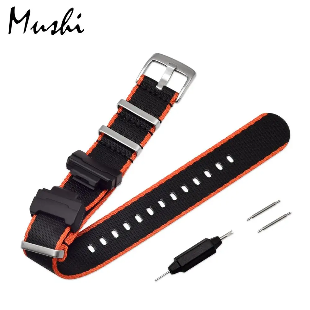 Black Orange Набор терминалов Замена для casio G-8900 GA-100 \ 110 \ 120 GD-100 \ 110 серии DW-5600 GW-M5610 DW6900+ нейлоновый ремешок Ремешки для наручных часов - Цвет ремешка: Black Orange