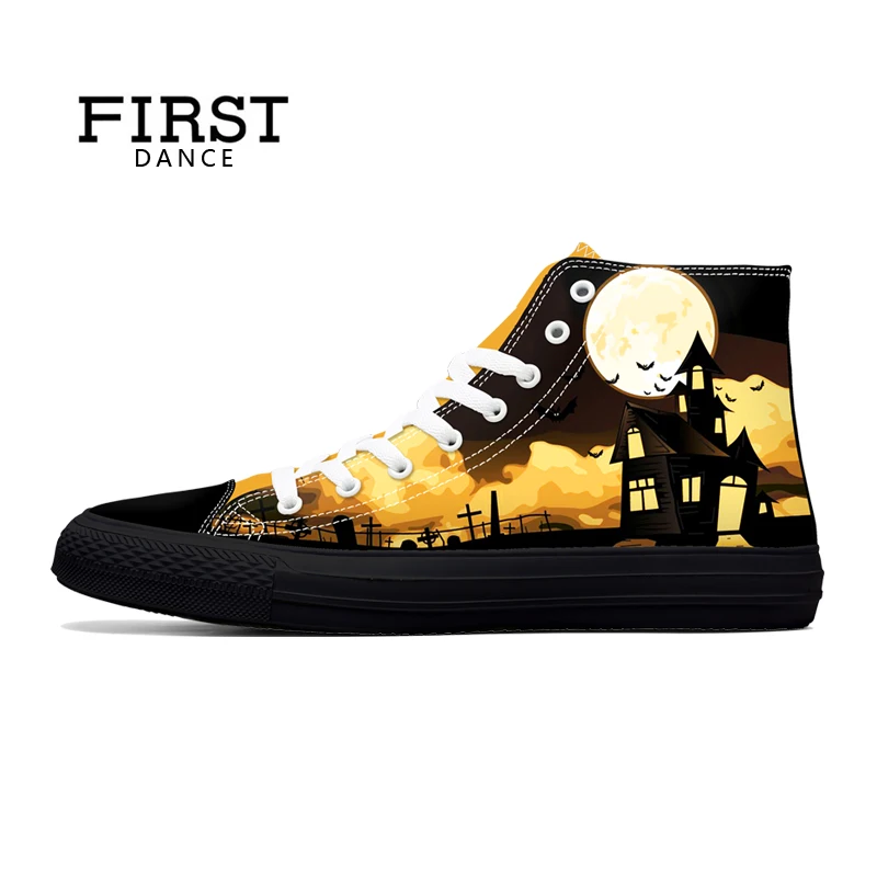 FIRST DANCE Dropshipping Serial Nice High Canvas Shoes Men Top Classic Fashion Printed Black Casual Sneakers |