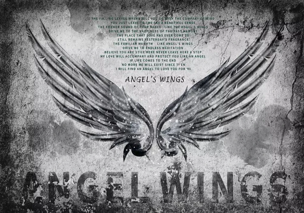 Decorative wallpaper Angel's Wings Cement Wall Style Background Painting | Fabric &amp Textile Wallcoverings