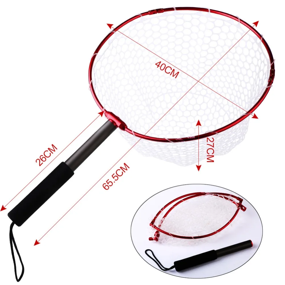 Fly рыболовная сеть деревянная ручка нейлон/резиновая сачок ловли и держатель