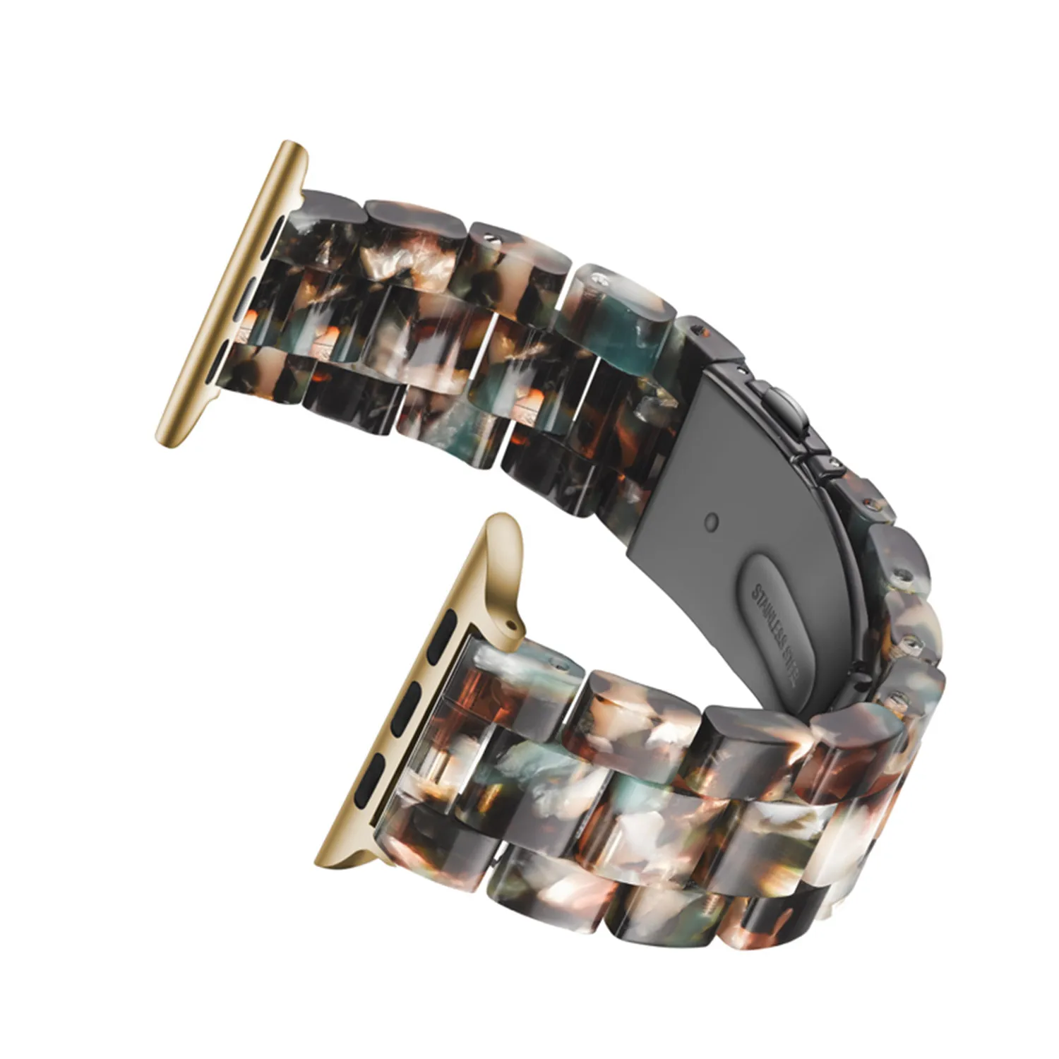 Полимерный ремешок для часов Apple Watch Series 4 3 2 1 ремешок из нержавеющей стали браслет с пряжкой для iWatch Band 38 мм 40 мм 42 мм 44 мм ремешок - Цвет ремешка: blue flower