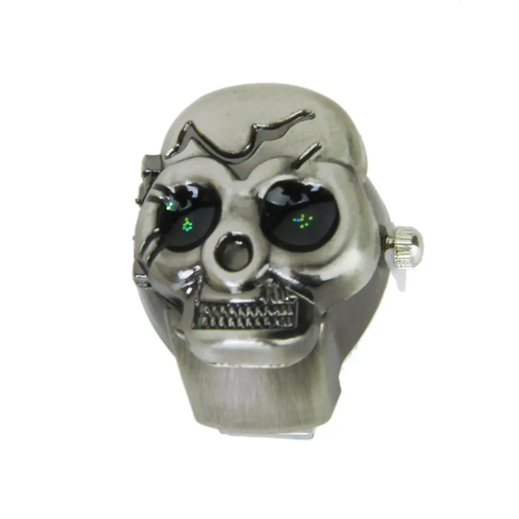 YCYS-Bronze Flip-Up Skull Cover Finger Ring Watch Stretchy Watchband | Наручные часы