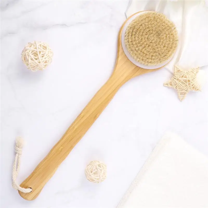 

1PC Natural Round Head Bamboo Handle Durable Body Massage Brush Bath Brush Shower Brush for Cleansing Exfoliating Bath