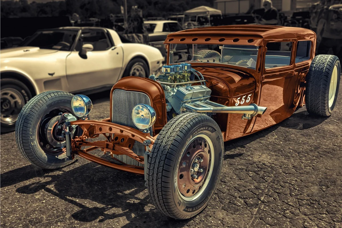 Hot rod Классическая Ретро автомобиля PMD184 изготовленная на заказ Печать настенный