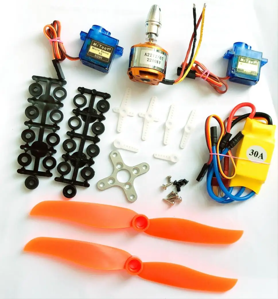 A2212 2212 2200KV бесщеточный двигатель 30A ESC/Skylinker BLHeli 40A ESC SG90 Servo 6035 опора для радиоуправляемого вертолета с фиксированным крылом - Цвет: With 30A ESC