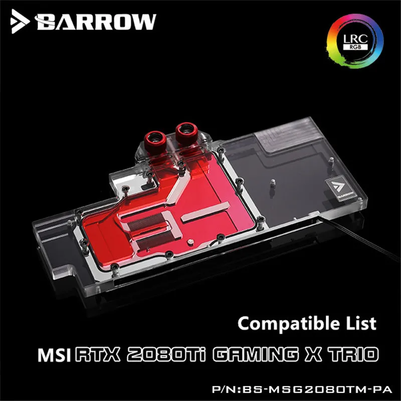 

Barrow Full Cover Graphics Card GPU Water Block Aurora For MSI RTX2080Ti GAMING X TRIO LRC2.0 5V 3PIN BS-MSG2080TM-PA