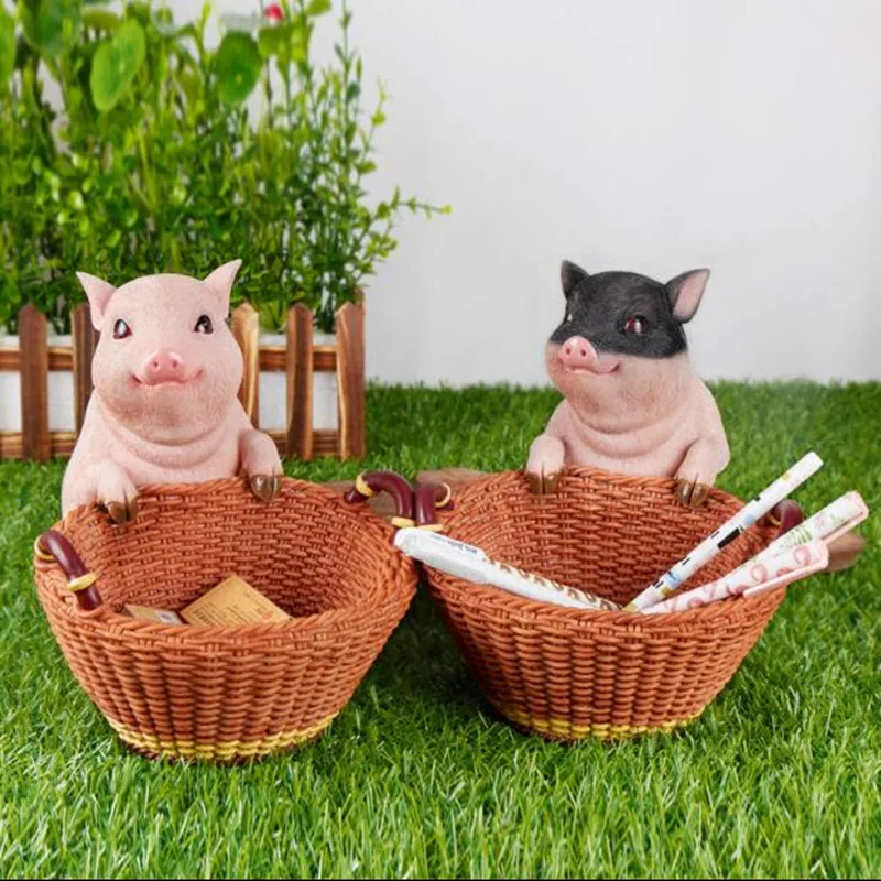 

WSHYUFEI Storage box creative home put key porch storage ornaments door Shoe cabinet desktop decorations cute pig