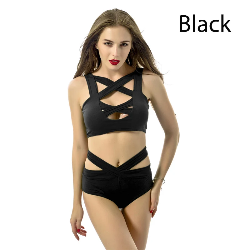 Сексуальный купальник бикини с высокой талией пуш ап женский зеленый черный