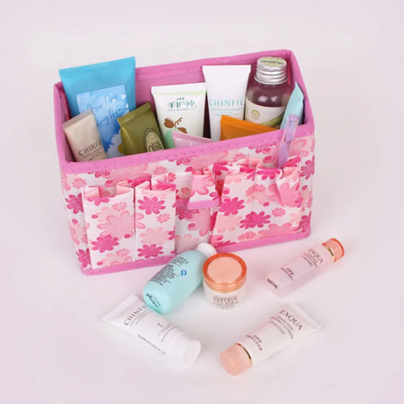 Контейнер сумка чехол складные макияж для косметических хранения розовый синий