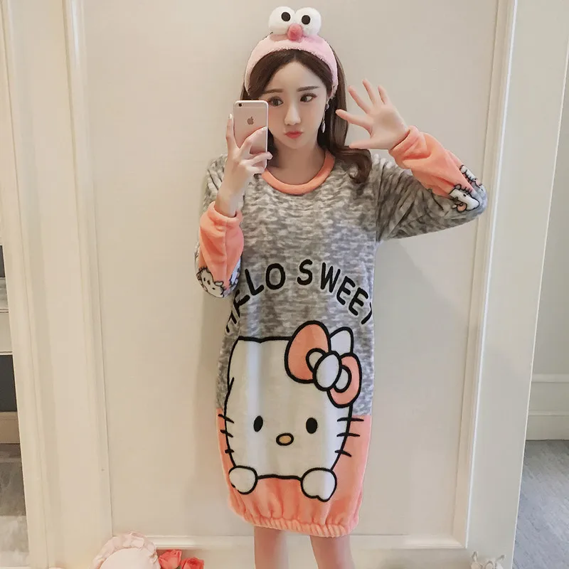 Новинка сезон осень зима длинный теплый флисовый свитер с рисунком hello kitty для