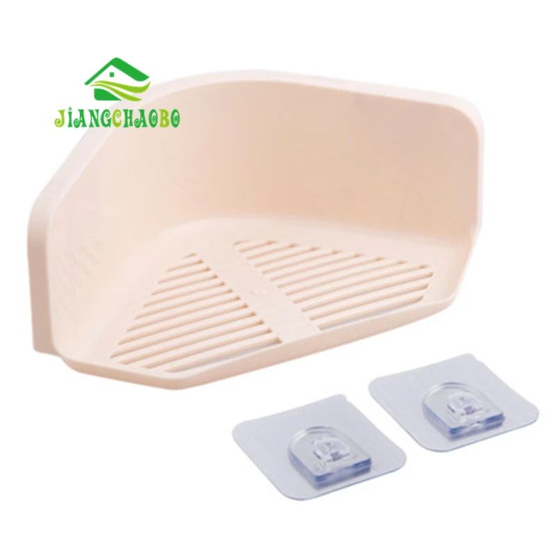 Beige JiangChaoBo Угловые дренажные полки для ванной комнаты Стеллаж для хранения ванной комнаты мощная настенная полка для мытья - Цвет: Beige