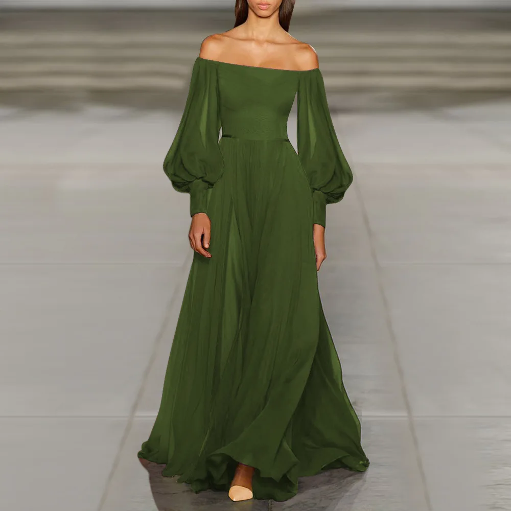 Женское пляжное платье с длинным рукавом в богемном стиле свободное шифоновое