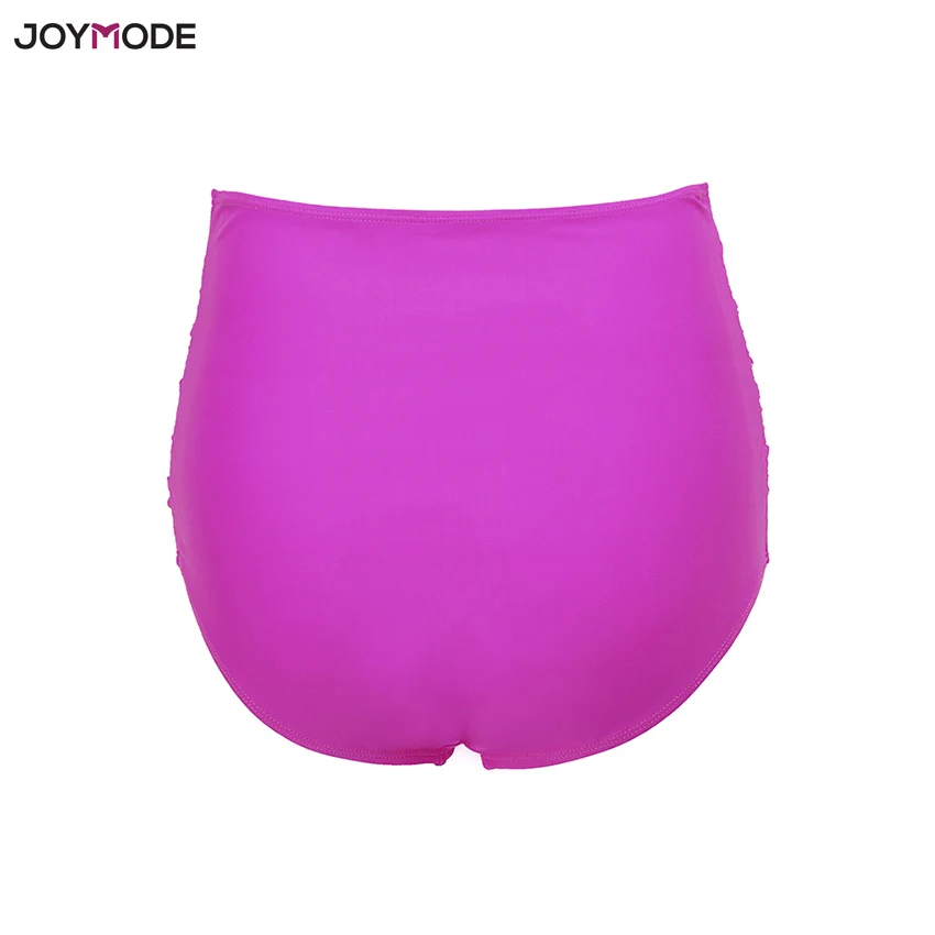 JOYMODE Для женщин бикини шорты со средней Высокая Талия Твердые Ruched Плавание костюм