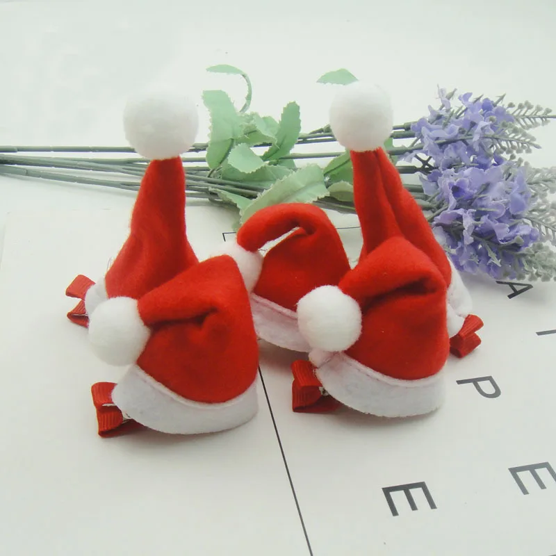 

Pet hair clip accessory Christmas hat hair clips Hand cloth creative clip dog hair accessories 30pcs/lot