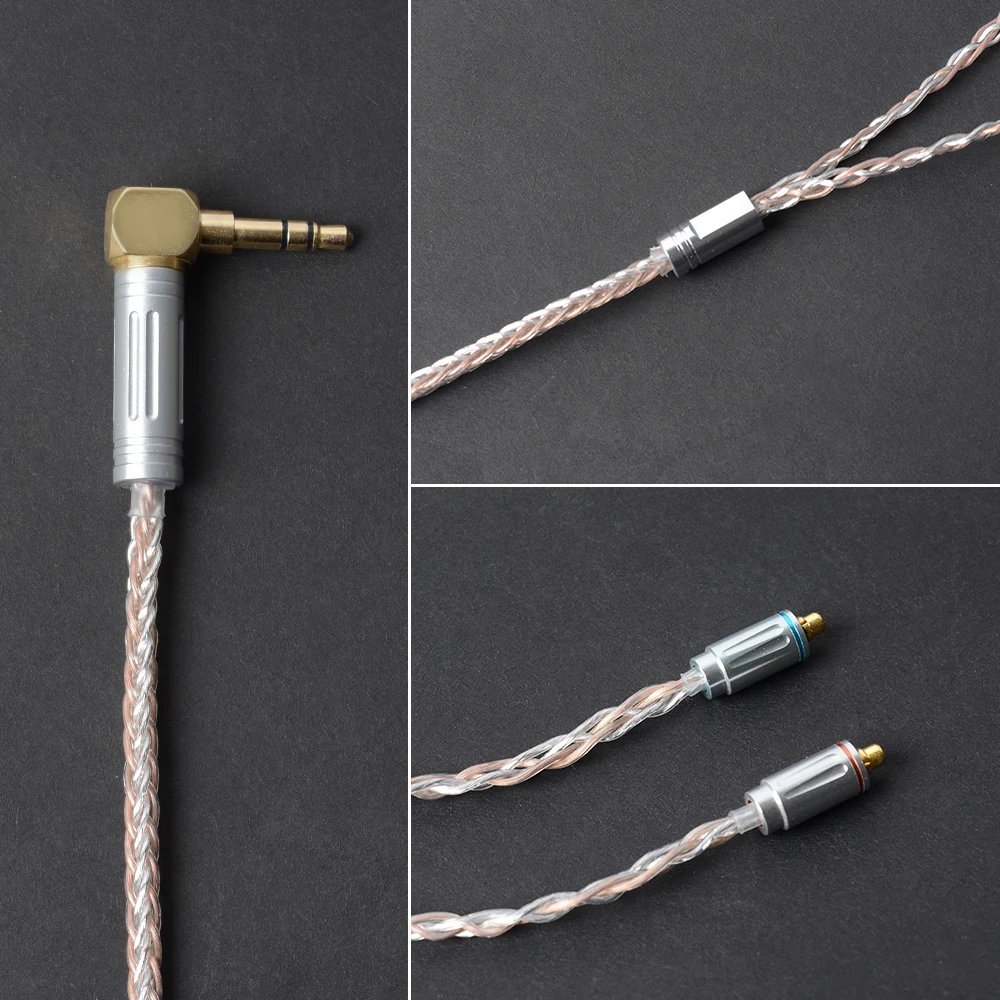 Кабель OKCSC MMCX с 8 ядрами 7N одним кристаллом посеребренный и медный для Shure SE846 SE535