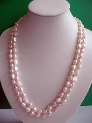 Ожерелье из жемчуга колье с розовым пресноводным жемчугом 48 дюймов Длинное