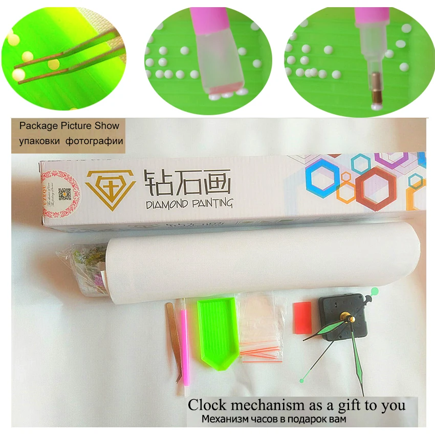 UzeQu Алмазная вышивка-Триптих настенные часы цветок DIY алмазная живопись Полный Круглый Вышивка крестиком Алмазная мозаика, стразы искусство