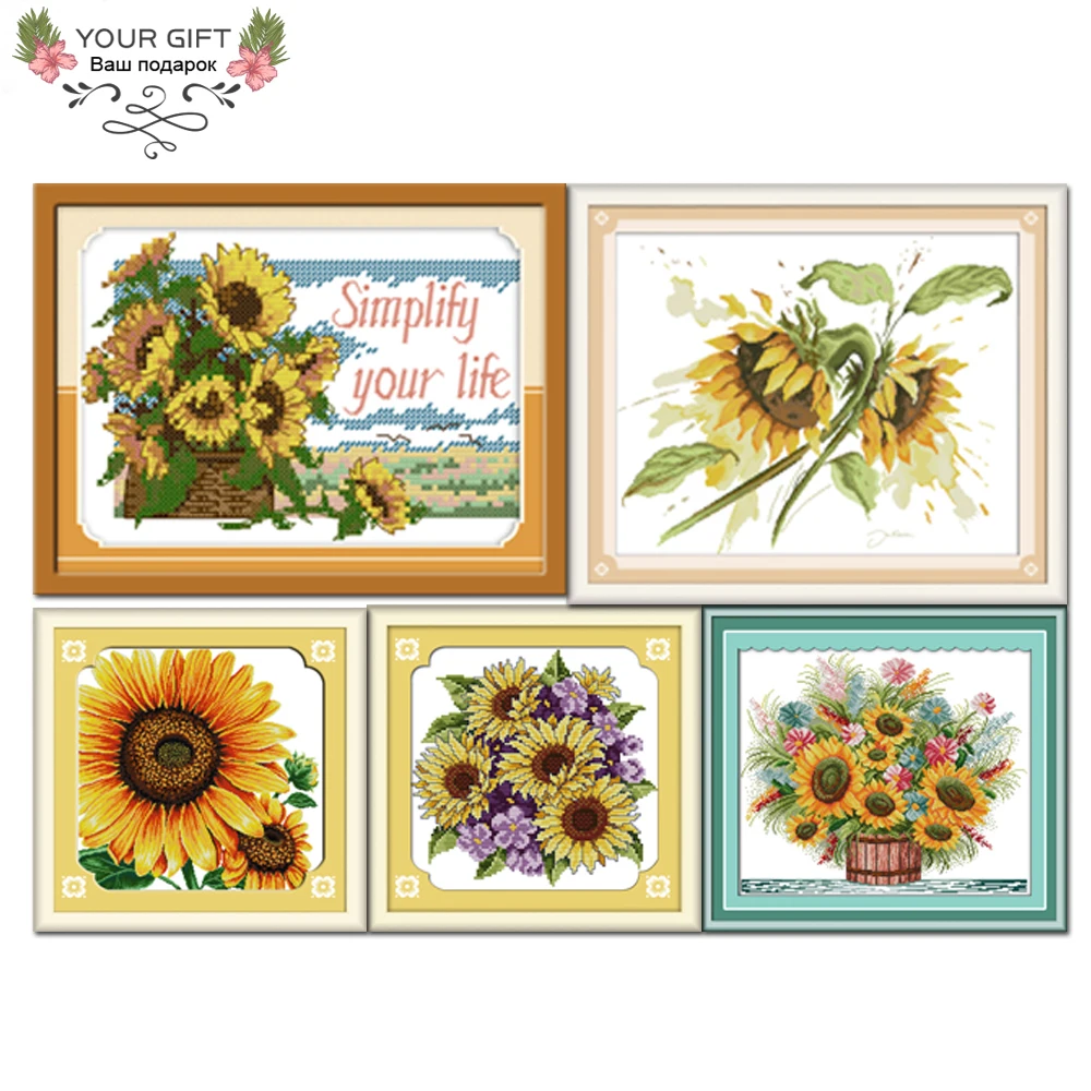 

Joy Sunday Sunflowers Home Decoration H035H036(1)H036(3)H087H142 14CT 11CT Counted Stamped Flowers Needlecraft Cross Stitch kit