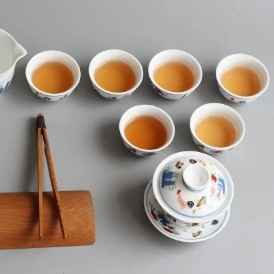 Керамический чайный сервиз Античный Чайный Chenghua китайский Kungfu Gaiwan сервиз|Наборы