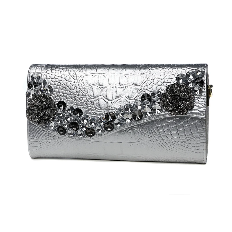 Женская сумка клатч из натуральной кожи Serpentine с цветком и цепочкой Длинный