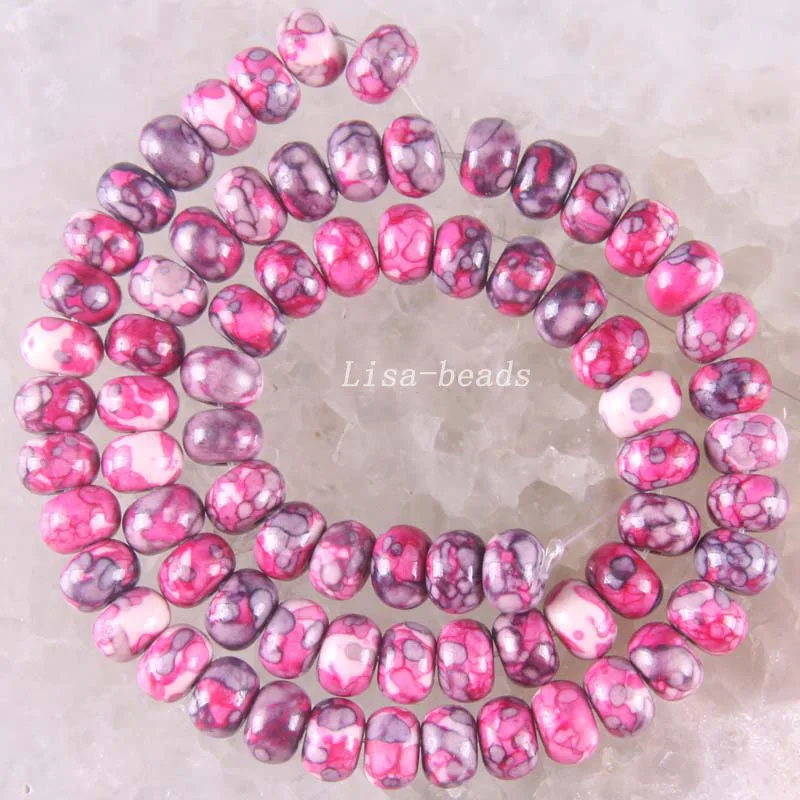 Бесплатная доставка Модные ювелирные изделия 5x8 мм Фиолетовый морской Jaspe Abacus