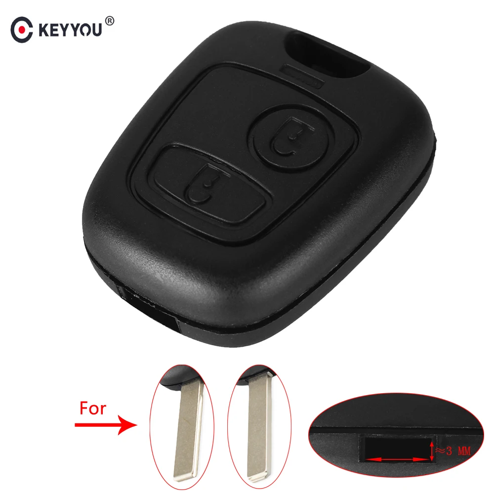 KEYYOU 50 шт. 2 кнопки дистанционного ключа автомобиля чехол для Citroen C2 C3 C4 C5 C6 XSARA Picasso для peugeot 307 107 207 407