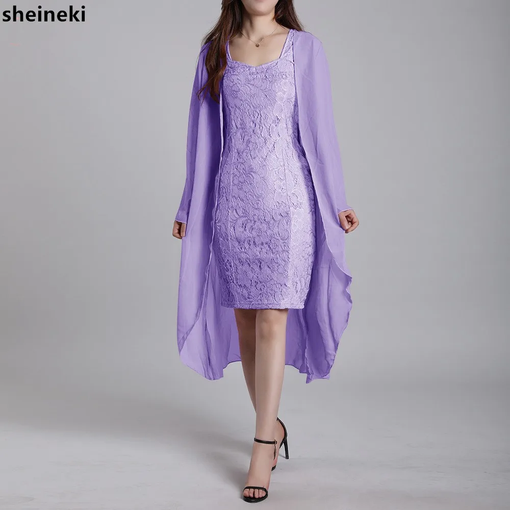 2019 новые модные платья сиреневого цвета для матери невесты костюм с курткой