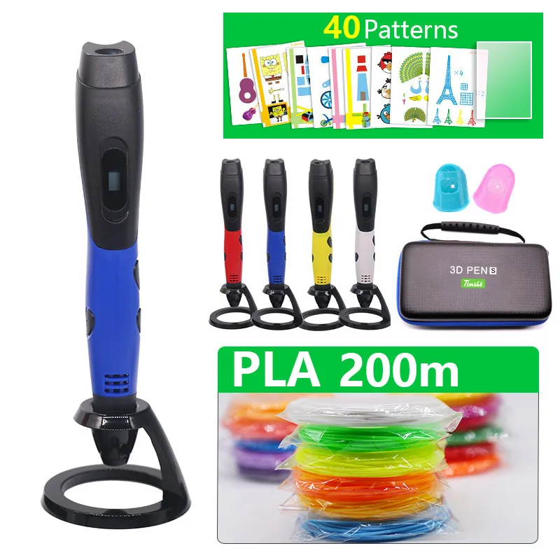 4pen pla200m pattern Лучшие продавцы, 3D ручка, 3d ручка для принтера, usb 3D ручка, включает 200 м pal нити и 20 листов шаблон и плохой легко носить с собой - Цвет: 4pen pla200m pattern