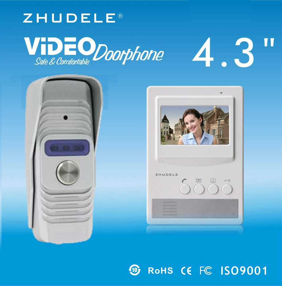 Видеодомофон ZHUDELE домашняя система безопасности дверной звонок 4 3 дюйма HD камера