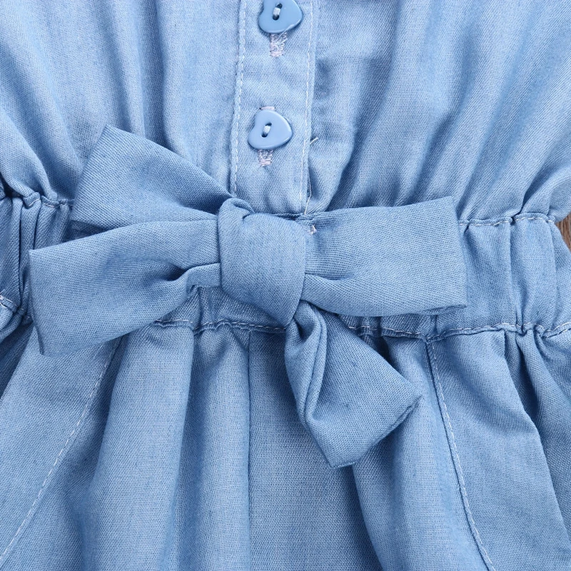 Детский джинсовый комбинезон без рукавов с бантом | Мать и ребенок