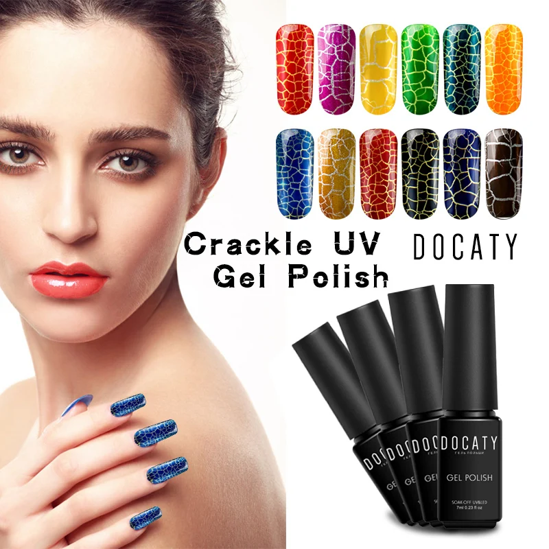 Docaty все для маникюра ноготь с эффектом трещин лак лица Crackle УФ гель ногтей Lucky Nail