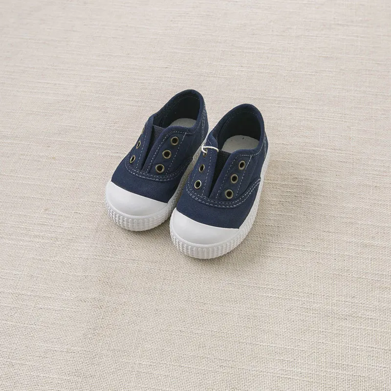 navy blue DB4688 Dave& Bella детская однотонная парусиновая обувь красный, серый, темно-синий повседневная обувь 9 цветов - Цвет: navy blue