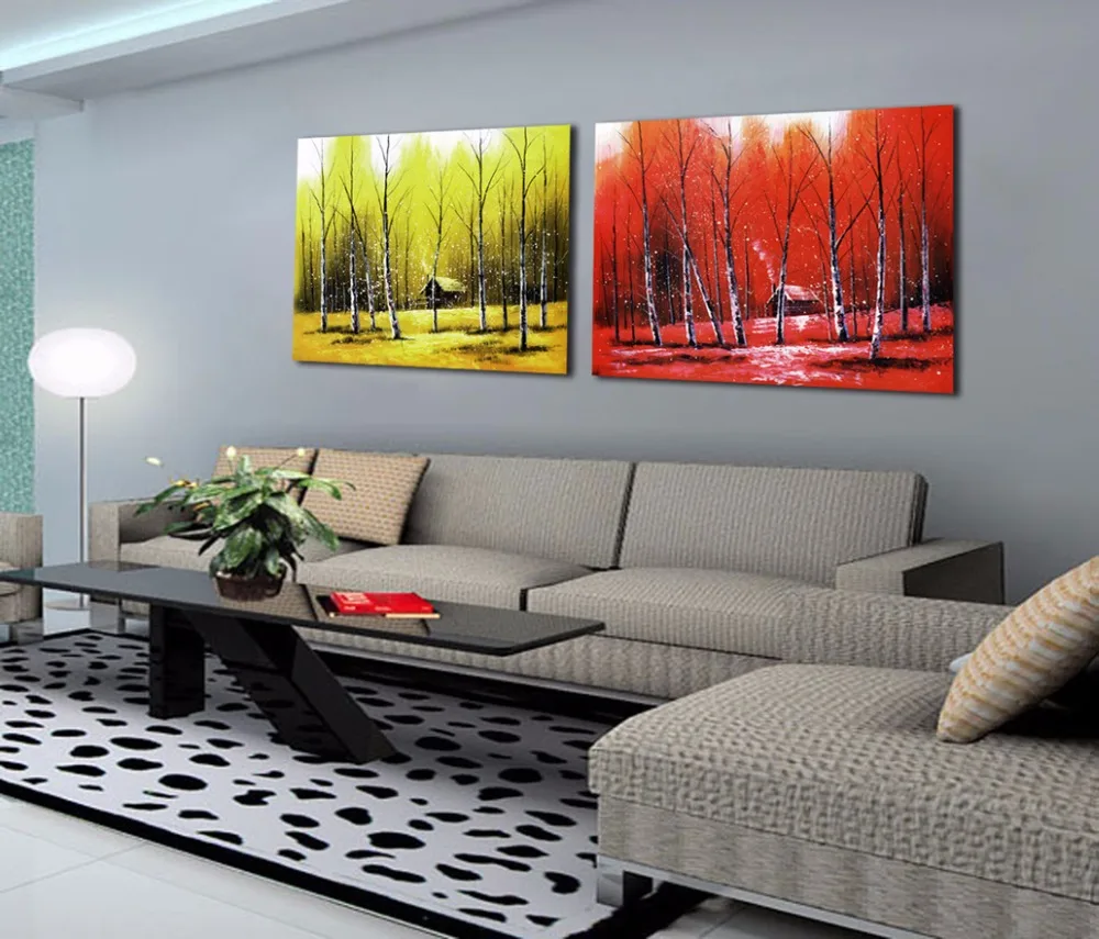 2 шт. современное впечатление от зимних картин холст украшение дома гостиная