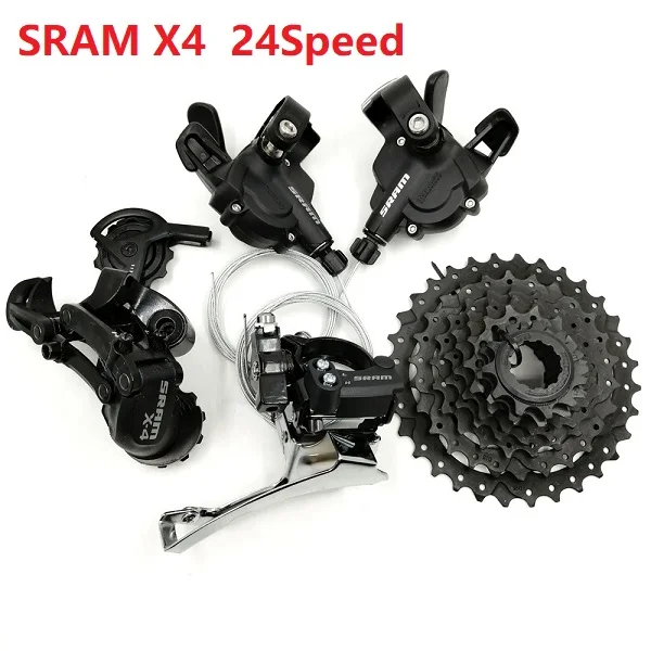 Sram X4 Set 24 Speed Fmfxtr X4 3*8/24 Скорость велосипедный переключатель комплект рычаг переключения передач заднего* передний переключатель 11-32 T кассета горный велосипед Sram - Цвет: Sram X4 Set 24 Speed